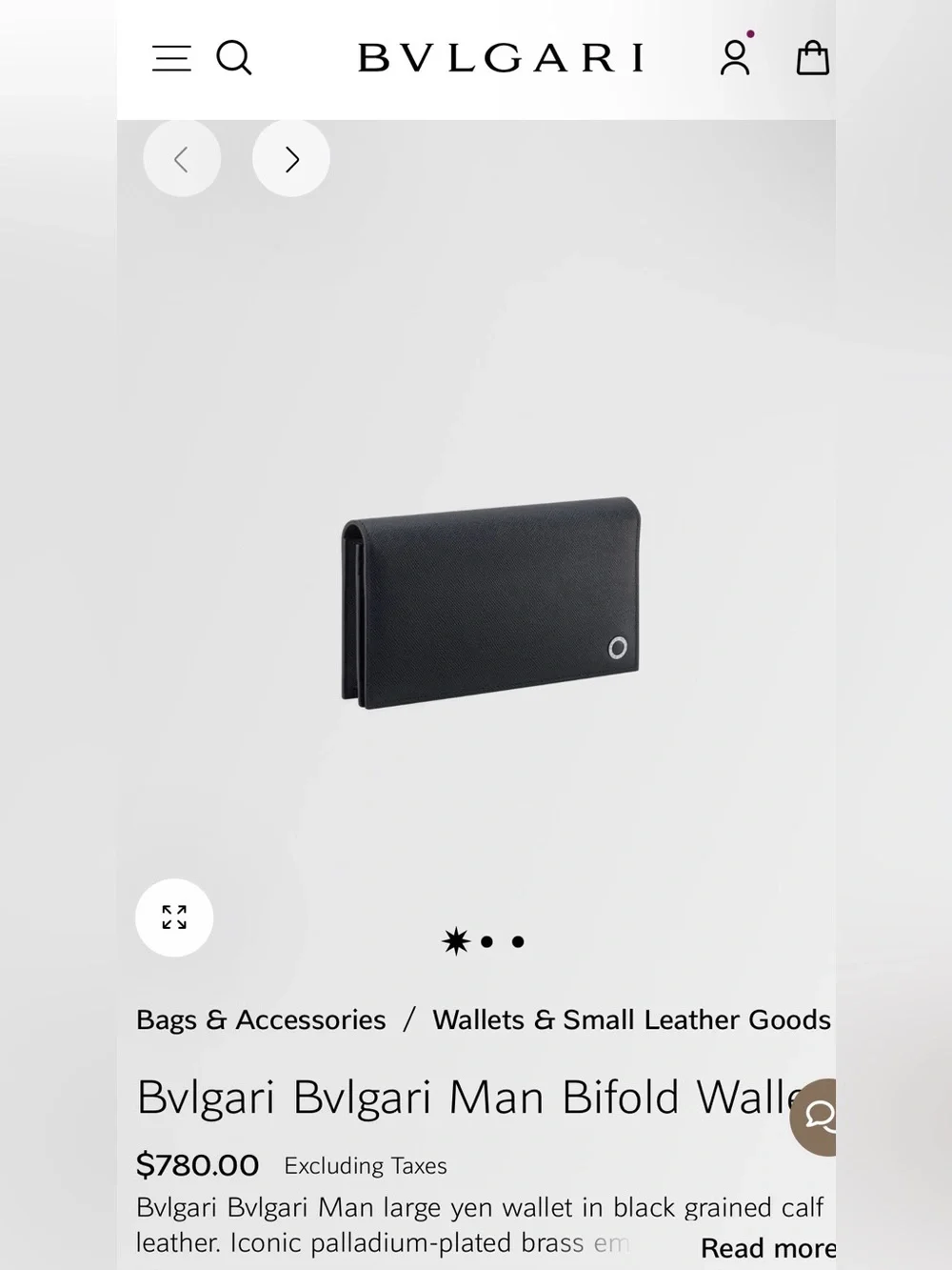 Bulgari black yen leather Bifold Wallet